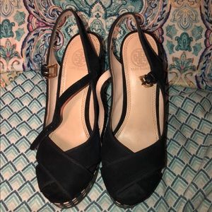 Tory Burch black wedges